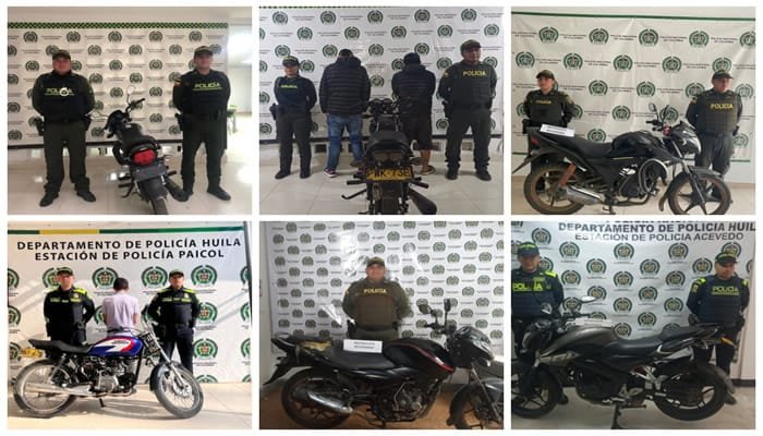 La Policía del Huila ha recuperado 170 motos hurtadas en los primeros 70 días del año