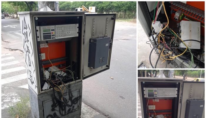 Vandalizado semáforo del sector de la calle 48 con carrera primera de la comuna Uno de Neiva