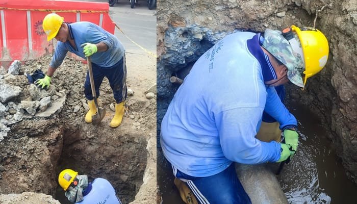 Trabajos de reparación del acueducto en los alrededores del estadio