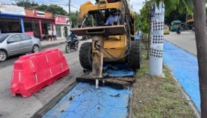 Reparación de ciclovía en la Carrera Segunda